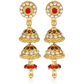 Vighnaharta Golden Jhumki Earrings ( Pack of 1 ) - Golden