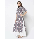 Antaran Cotton Checks Straight Womens Kurti - Grey ( Pack of 1 ) - None