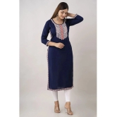 Kapadia - Navy Rayon Womens Straight Kurti ( Pack of 1 ) - None