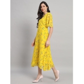 Curvydrobe Georgette Printed Full Length Womens Fit & Flare Dress - Yellow ( Pack of 1 ) - None