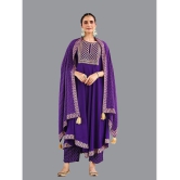 Amira creations Rayon Embroidered Kurti With Pants Womens Stitched Salwar Suit - Purple ( Pack of 1 ) - None