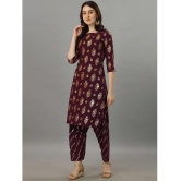 gufrina Rayon Printed Kurti With Salwar Womens Stitched Salwar Suit - Wine ( Pack of 1 ) - None