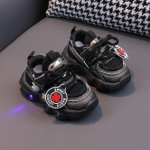 Catty Walky Baby Shoes with Lights-Black / 2-2.5years/22