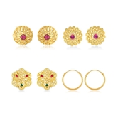 Vighnaharta Allure Charming Alloy Gold Plated Stud Earring Combo set For Women and Girls ( Pack of- 4 Pair Earrings)-VFJ1192-1234-1197-1318ERG - Golden