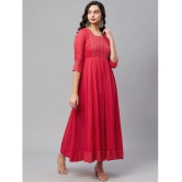 AMIRA''S INDIAN ETHNICWEAR - Red Cotton Women''s Fit & Flare Dress ( Pack of 1 ) - None