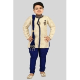 J D Creation Beige Jacquard Boys Indo Western Sherwani & Churidar Set ( Pack of 1 ) - None