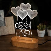 Personalized 3D Illusion Led Double Heart LED Lamp for Anniversary-Multicolor