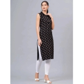 JC4U Rayon Printed Straight Womens Kurti - Black ( Pack of 1 ) - None