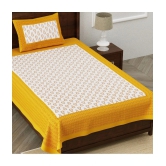 unique choice Cotton Ethnic Printed Single Bedsheet with 1 Pillow Cover - Yellow - Yellow