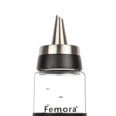 Femora Borosilicate Glass SS Metallic Lid Oil Bottle Jar Dispenser, 500ml Set of 2, 1 Year Warranty