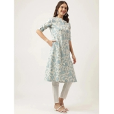 Divena - Blue Cotton Womens Front Slit Kurti ( Pack of 1 ) - None