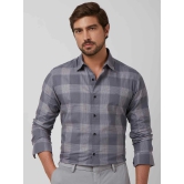 Grey Large Check Slim Fit Casual Shirt