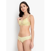 KYODO - Yellow Molded Cups Cotton Blend Women's Bra & Panty Set ( Pack of 1 ) - 38B, Yellow