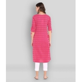 Janasya - Pink Cotton Womens Straight Kurti ( Pack of 1 ) - S