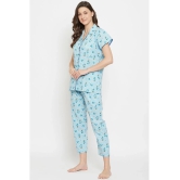 Clovia 100% Cotton Nightsuit Sets - Blue - None