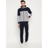 Wild West Navy Blue Fleece Regular Fit Striped Mens Sports Tracksuit ( Pack of 1 ) - None