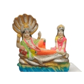 Blissful Polymer Unbreakable Action Lord Vishnu Laxmi Idol Handicraft Statue With Sheshnaag