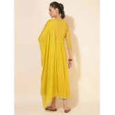 Janasya Georgette Printed Flared Womens Kurti with Dupatta - Yellow ( Pack of 1 ) - None