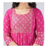 MAUKA Rayon Printed Kurti With Pants Women''s Stitched Salwar Suit - Pink ( Pack of 1 ) - None