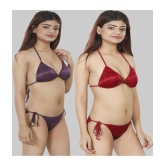 Nivcy Women Solid Satin Lingerie Set - None