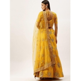 Om Shantam Sarees Yellow Silk Blends Chaniya Choli Semi Stitched Lehenga Single - Free Size