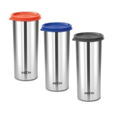 Milton Stainless Steel Tumbler with Lid Set of 3, 530 ml Each, Assorted (Lid Color May Vary) | Office | Gym | Yoga | Home | Kitchen | Hiking | Treking | Travel Tumbler - Assorted