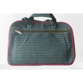 PRUDHVI  BAGS -  Unisex Green and Red Striped OFFICE FILES Bag with Adjustable Shoulder Strap