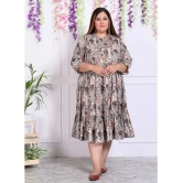 Swasti Cotton Blend Printed Anarkali Womens Kurti - Beige ( Pack of 1 ) - None