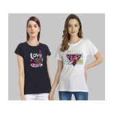 CHOZI - Multi Color Cotton Blend Regular Fit Women's T-Shirt ( Pack of 2 ) - None