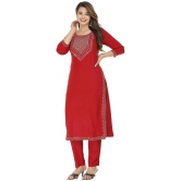 JC4U Red Rayon Kurti With Pants - Stitched Suit Single - None