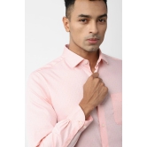 Men Peach Slim Fit Formal Full Sleeves Formal Shirt