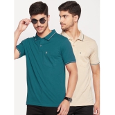 UNIBERRY - Teal Blue Cotton Blend Regular Fit Mens Polo T Shirt ( Pack of 2 ) - None