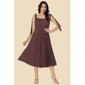 Glomee Crepe Solid Midi Womens Fit & Flare Dress - Brown ( Pack of 1 ) - None