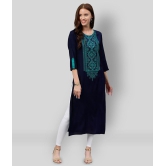 KIPEK - Blue Rayon Womens Straight Kurti - XXL