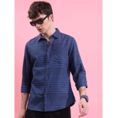 Ketch Cotton Blend Regular Fit Striped Full Sleeves Mens Casual Shirt - Navy Blue ( Pack of 1 ) - None