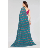 Anand Sarees Georgette Striped Saree Without Blouse Piece - Blue ( Pack of 1 ) - Blue