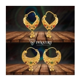 VIVASTRI Golden Chandbalis Earrings ( Pack of 2 ) - Golden