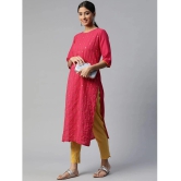 SVARCHI - Pink Cotton Womens Straight Kurti ( Pack of 1 ) - None