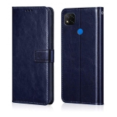 Xiaomi Redmi 9A Flip Cover by NBOX - Blue Viewing Stand and pocket - Blue