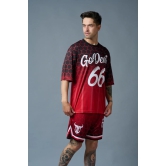 Go Devil 66 (in White) Printed Polyester Red Gradient Co-ord Set for Men 4XL