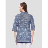 Meher Impex Cotton Blend Printed A-line Womens Kurti - Blue ( Pack of 1 ) - None