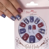 PRINTED SHORT SQUARE NAILS - (NAIL KIT INCLUDED)-Rust Blue