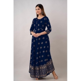 Kapadia - Navy Blue Rayon Womens Anarkali Kurti ( Pack of 1 ) - None