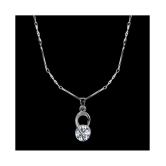 Silver Plated Chain With Unique Solitaire Diamond Pendant  For Women - Silver