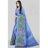 LEELAVATI - Blue Crepe Saree With Blouse Piece ( Pack of 1 ) - Blue