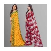 Kashvi Sarees Georgette Printed Saree With Blouse Piece - Multicolour ( Pack of 2 ) - Multicolour