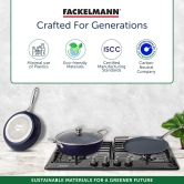 Fackelmann Ceramic Nonstick Kadhai With Glass Lid 26cm | German Technology | Non-Toxic| PFOA, BPA & Nickel-Free | Induction Base - All Stoves | Even Heating |