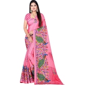 LEELAVATI - Pink Crepe Saree With Blouse Piece ( Pack of 1 ) - Pink