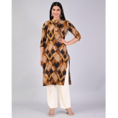 MAUKA Rayon Printed Kurti With Palazzo Women's Stitched Salwar Suit - Brown ( Pack of 1 ) - None