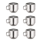 Nirlon Nelcon Stainless Steel 100 ML Small Tea Cup- Apple | Silver | Set of 6 Pcs